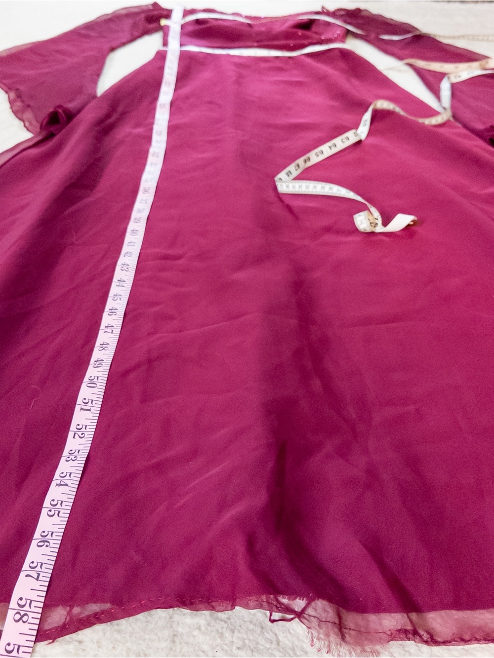 Title: Mori Lee Burgundy Formal Gown Size 11/12 Chiffon Evening Prom Dress - Picture 10 of 13